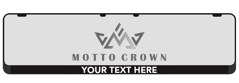Number plate holder with a custom logo and text strip